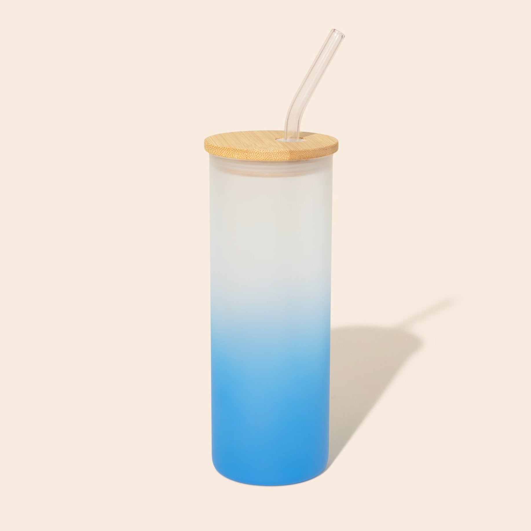 Colored Tall Glass Cup with Glass Straw - Bamboo Switch