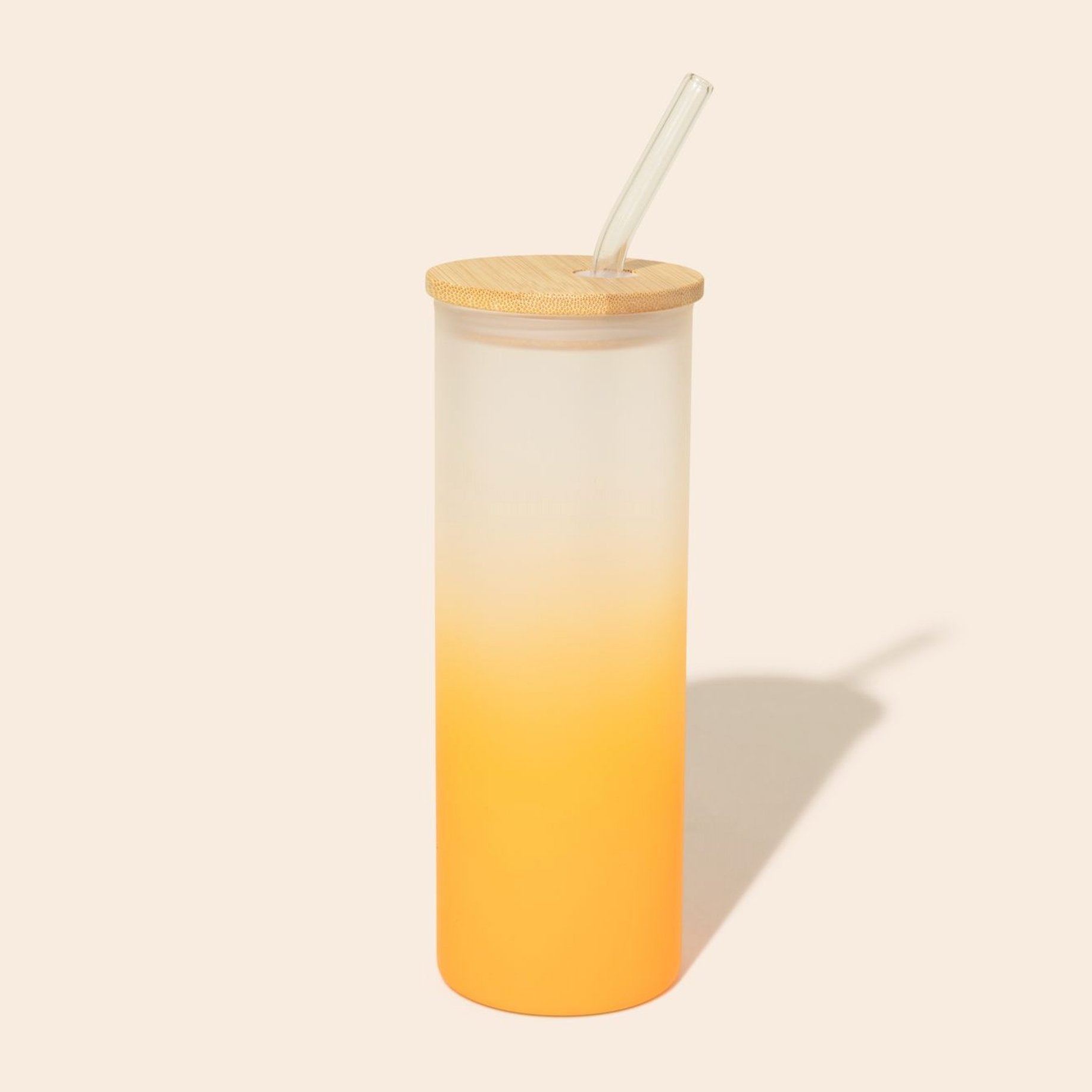 Colored Tall Glass Cup with Glass Straw - Bamboo Switch