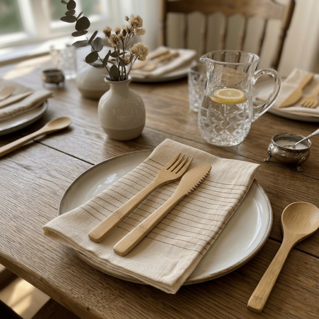 Cotton Napkin as part of an eco conscious set table | Bamboo Switch