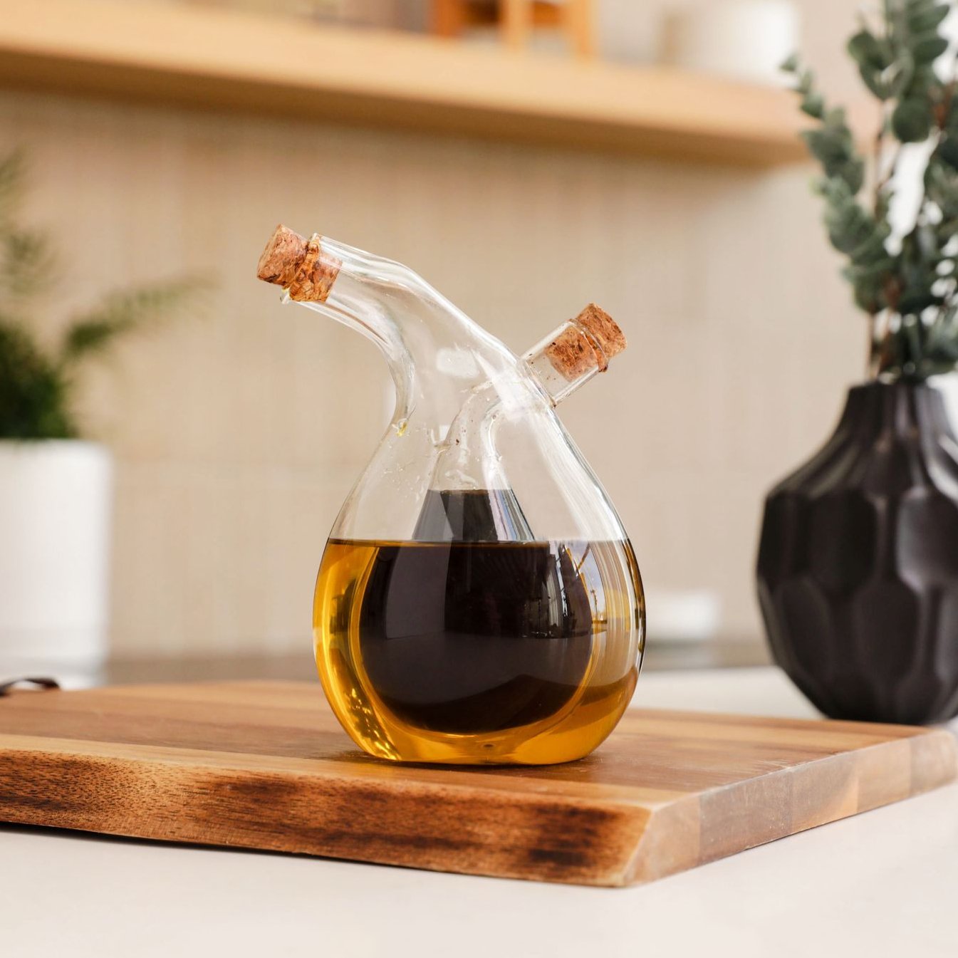 Glass Oil and Vinegar Cruet - Bamboo Switch