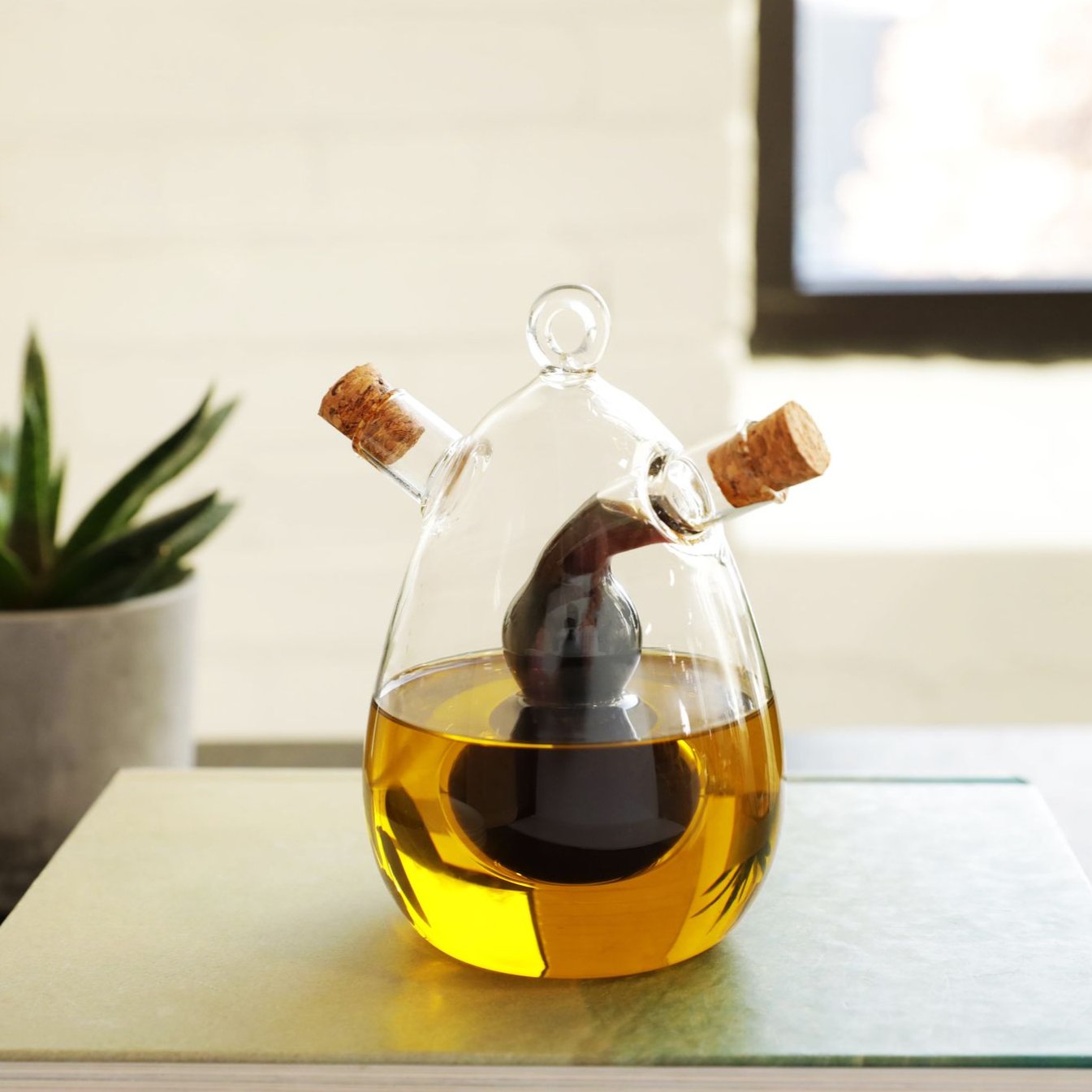 Glass Oil and Vinegar Cruet - Bamboo Switch