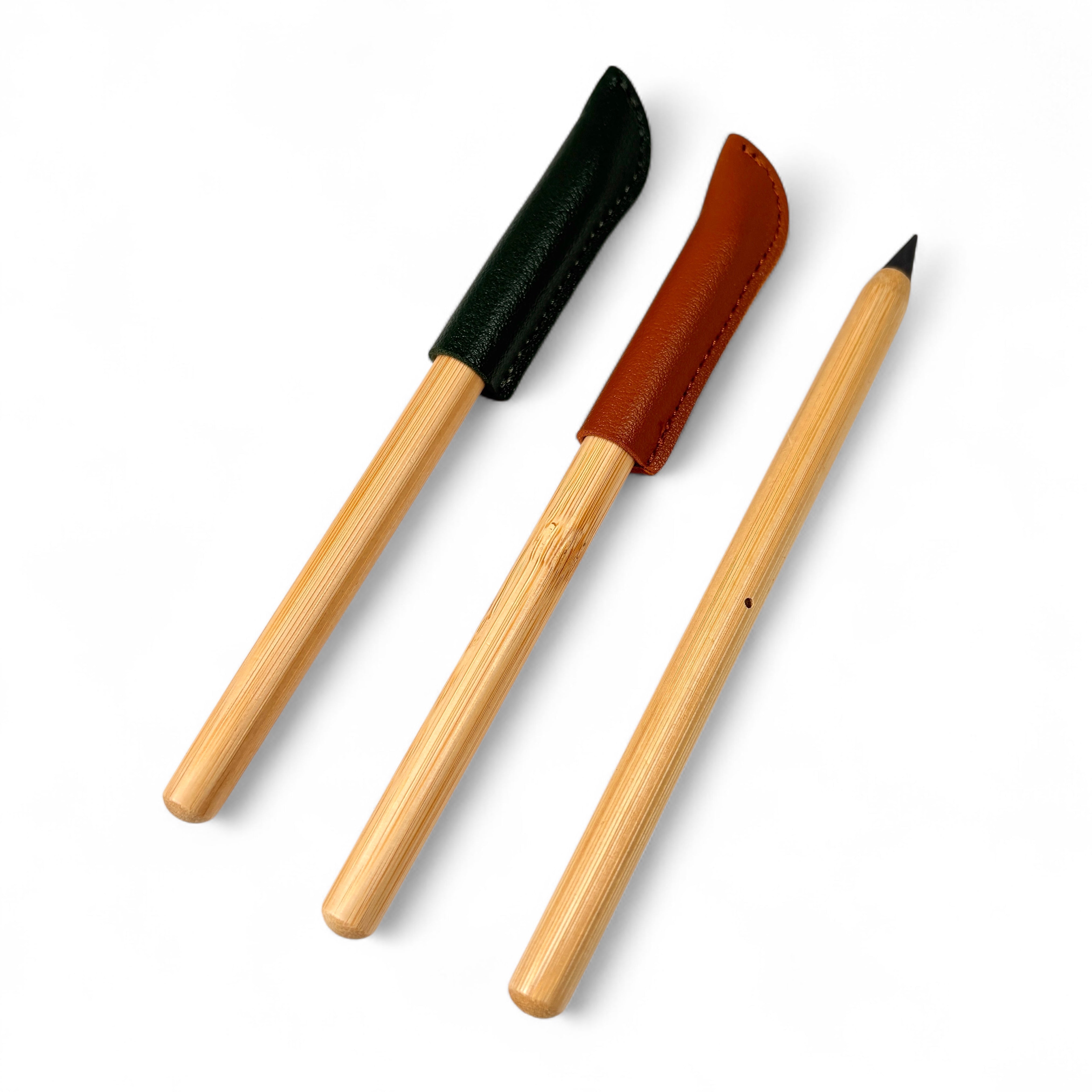 Never Ending Pencil With Leather Cap - Bamboo Switch