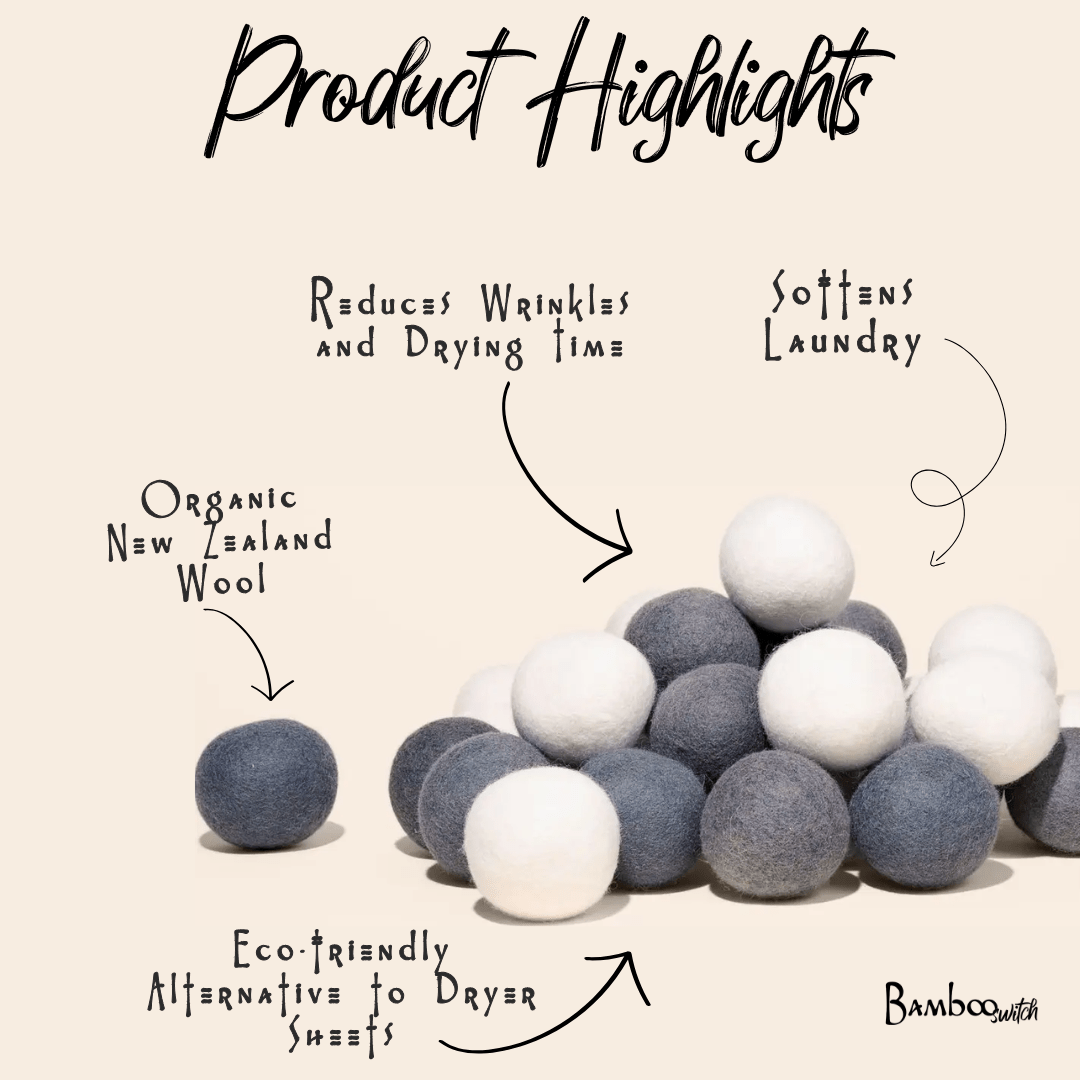 Organic Wool Dryer Balls | Set of 6 - Bamboo Switch