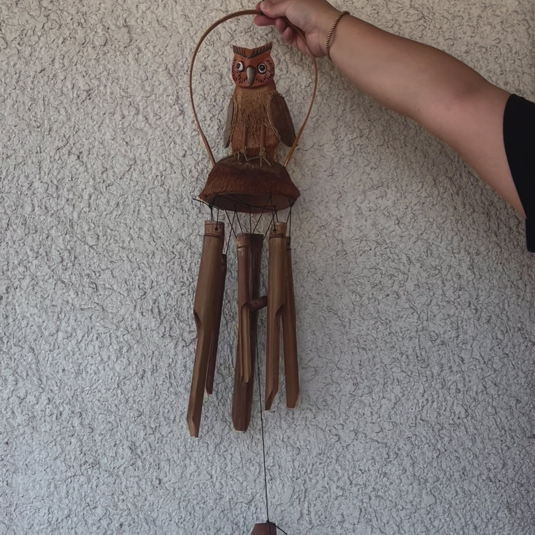 Bamboo Wind Chime - Coconut Owl