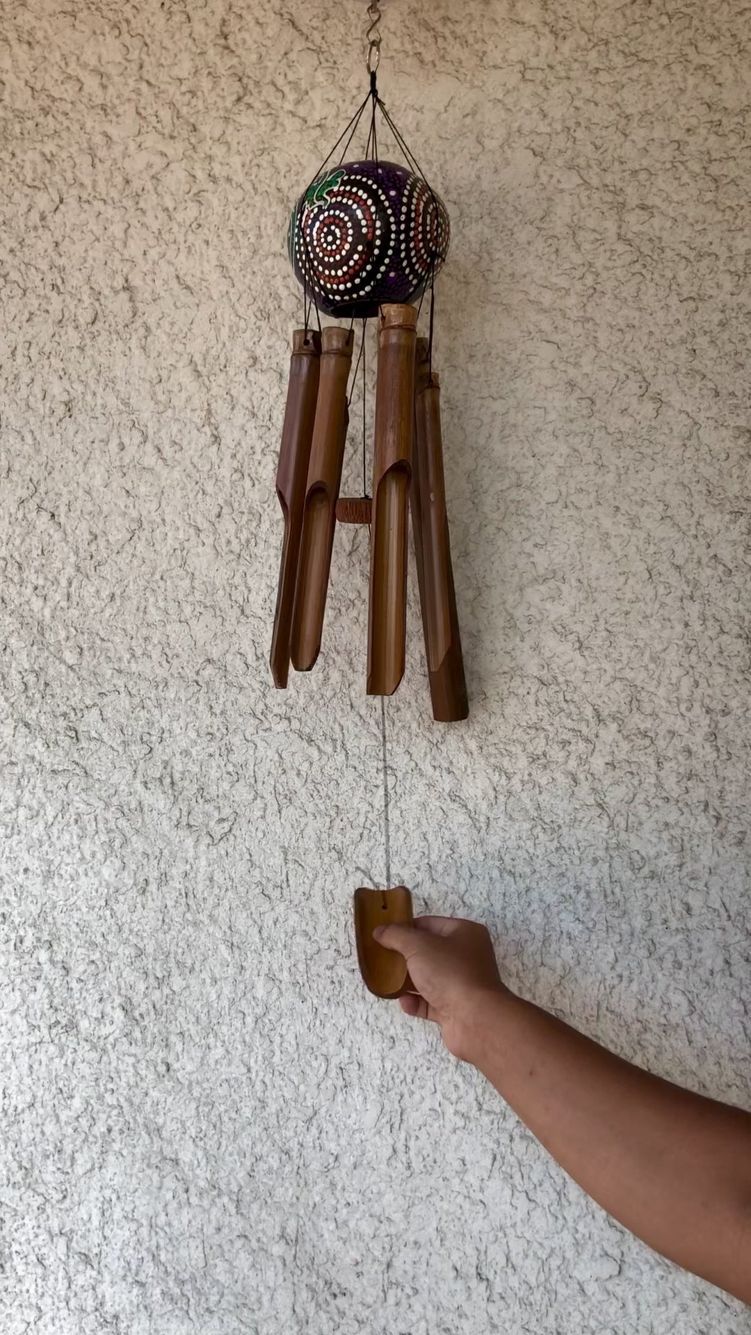 Bamboo Wind Chime - Painted Coconut Shell