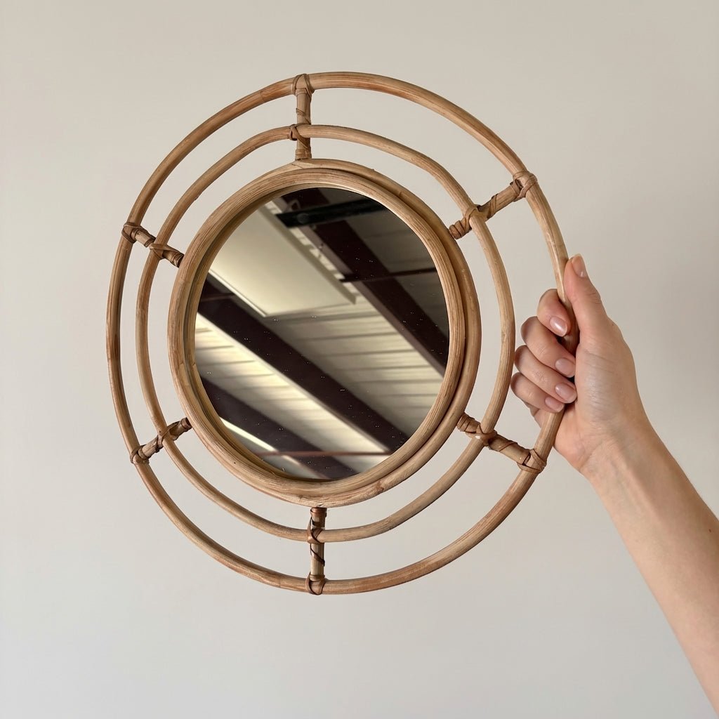 Round Bamboo Wall Mirror - Bamboo Switch