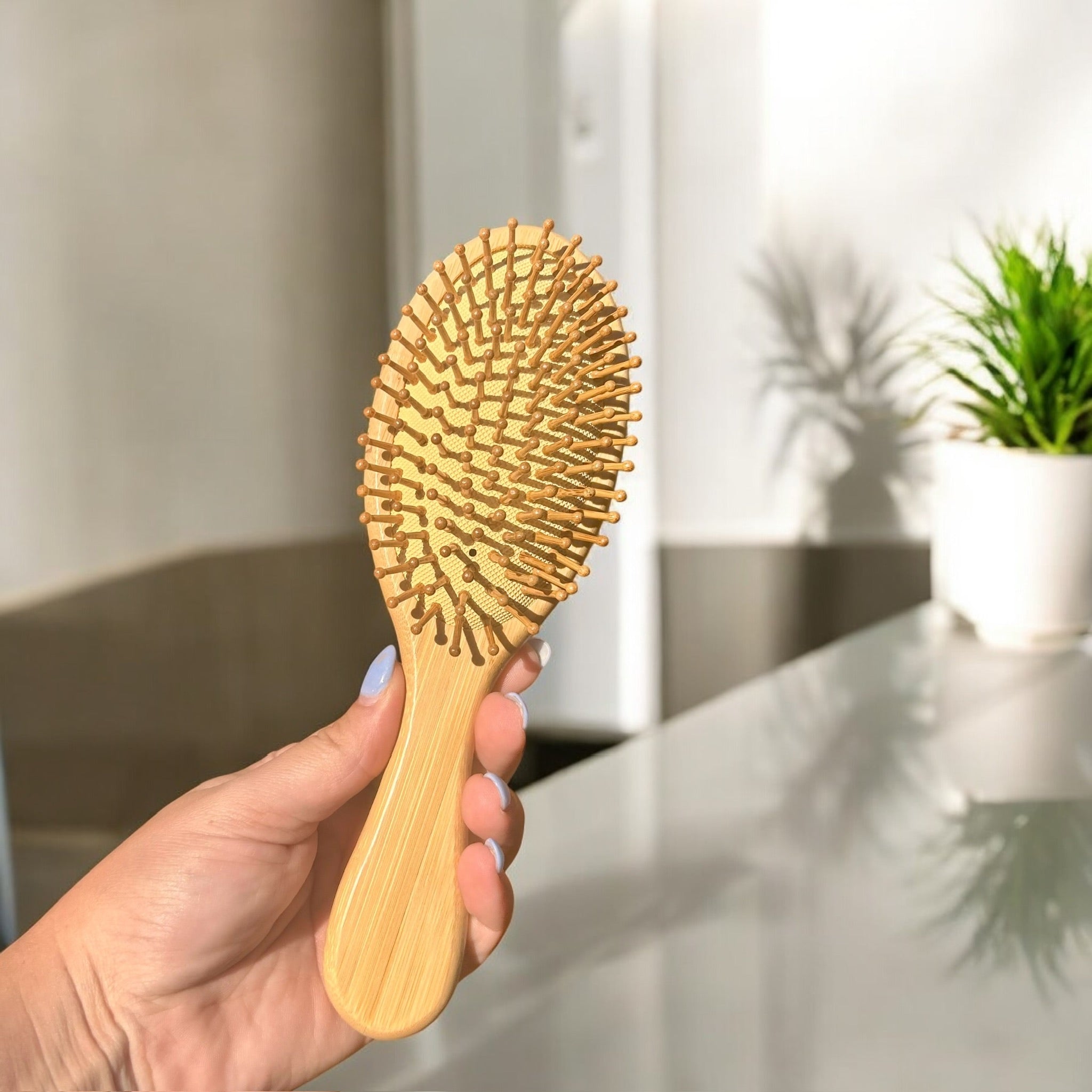 Bamboo Rounded Paddle Hairbrush - Bamboo Switch