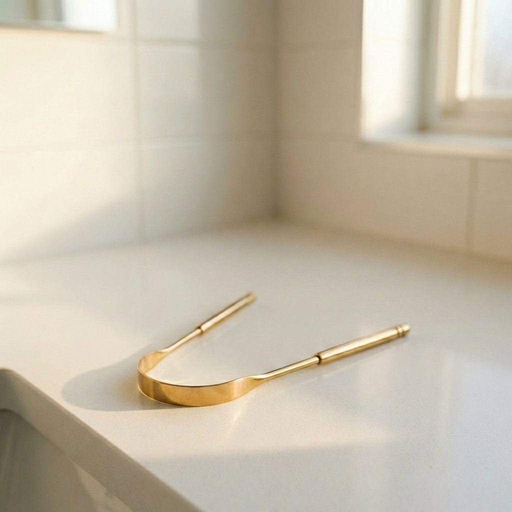 Tongue Scraper | Stainless Steel - Bamboo Switch