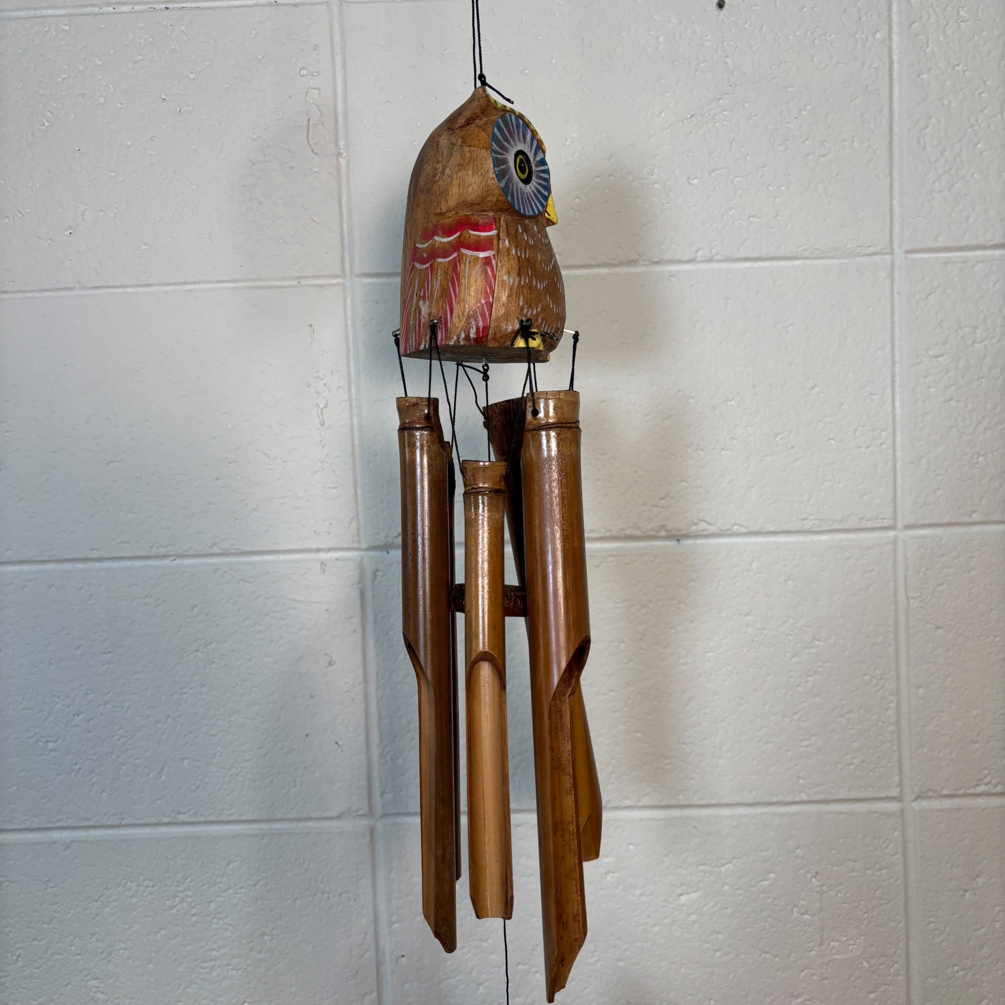 Bamboo Wind Chime - Owl with Blue Eyes - Bamboo Switch