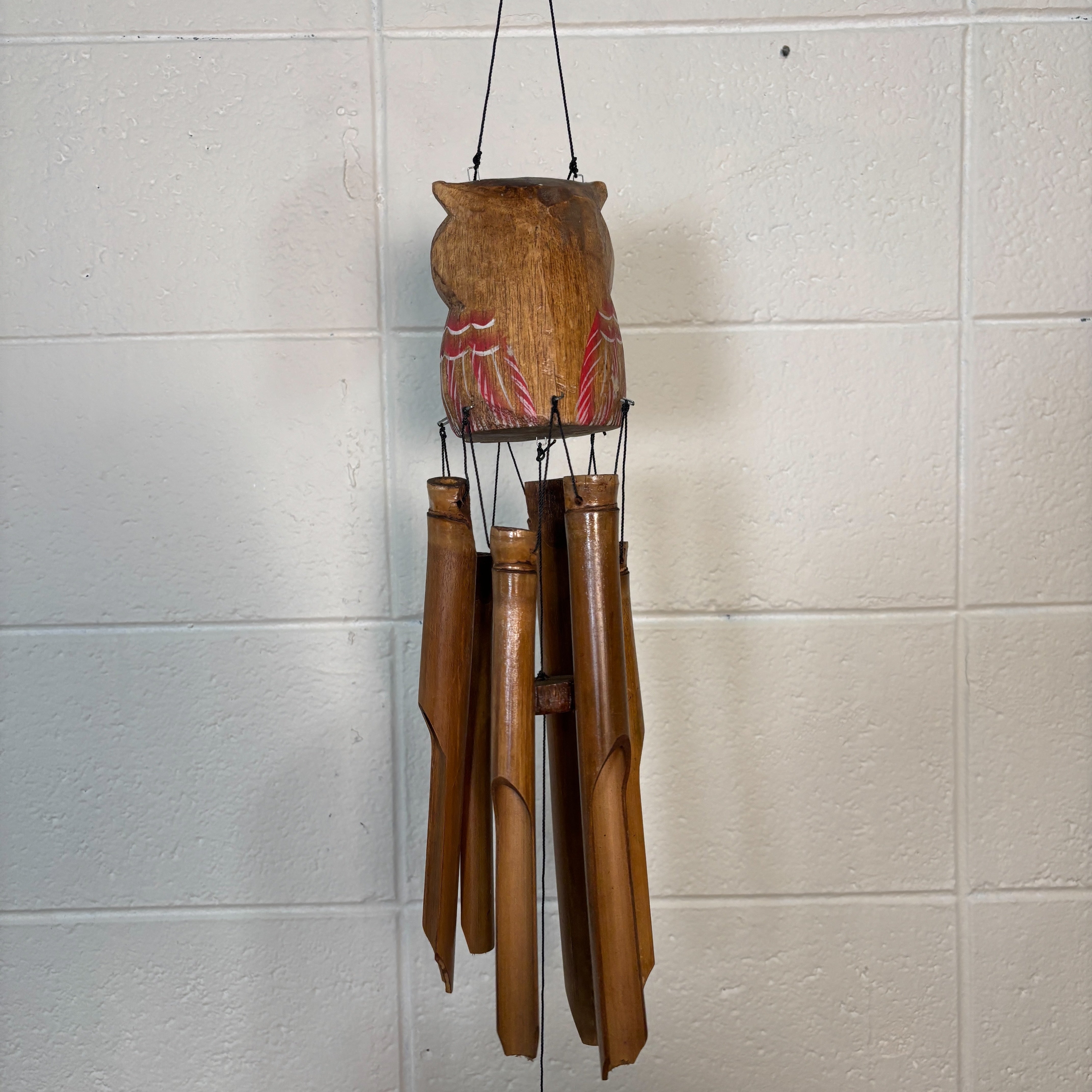 Bamboo Wind Chime - Owl with White Eyes - Bamboo Switch