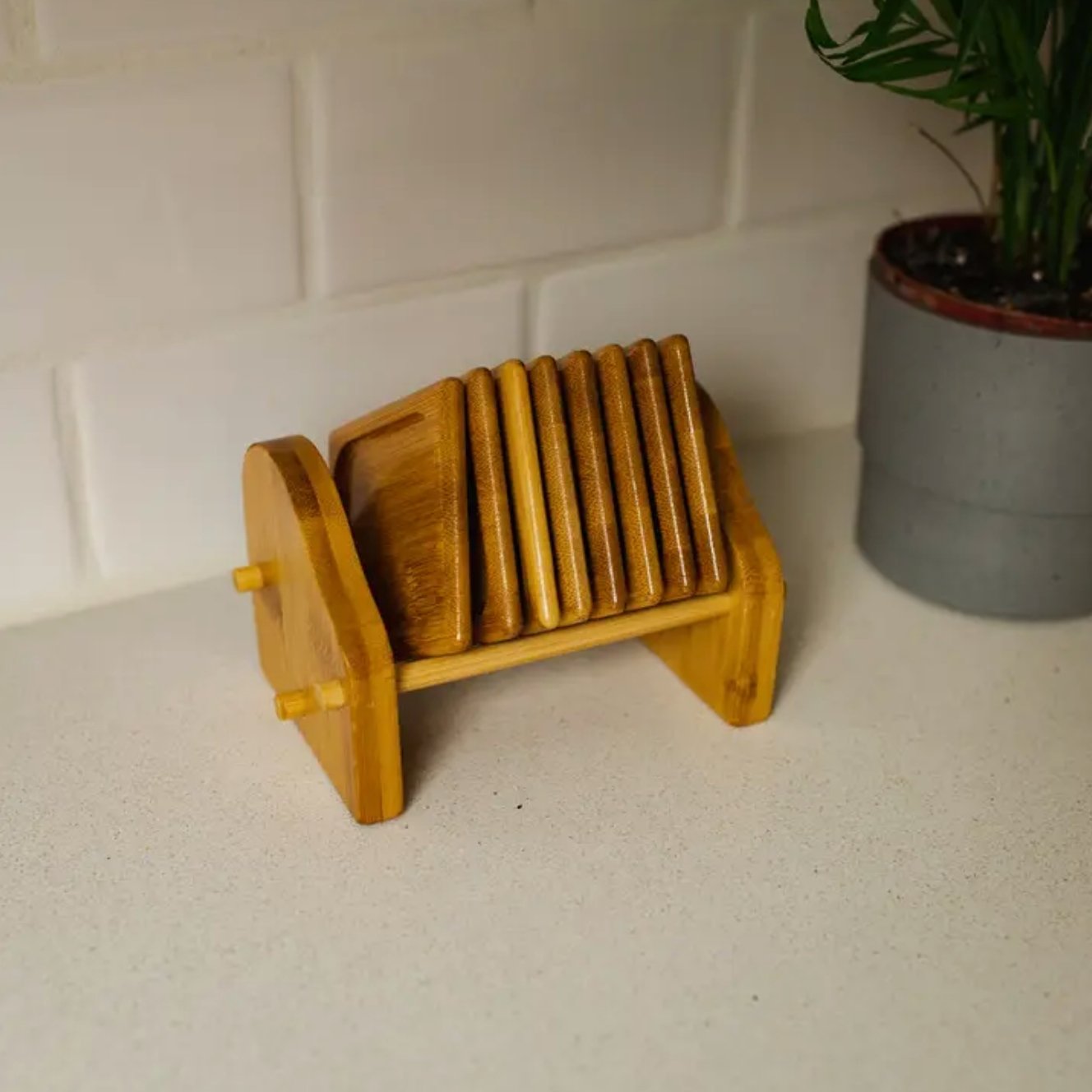 Bamboo Tea Coaster & Holder | 8pc - Bamboo Switch