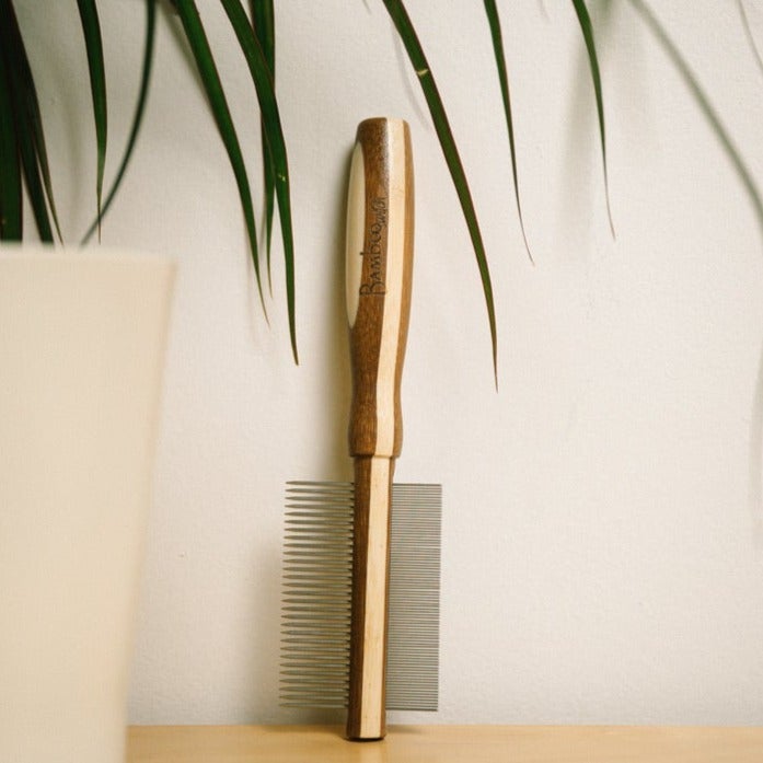 Bamboo Double Sided Dog Flea & Tick Comb - Bamboo Switch