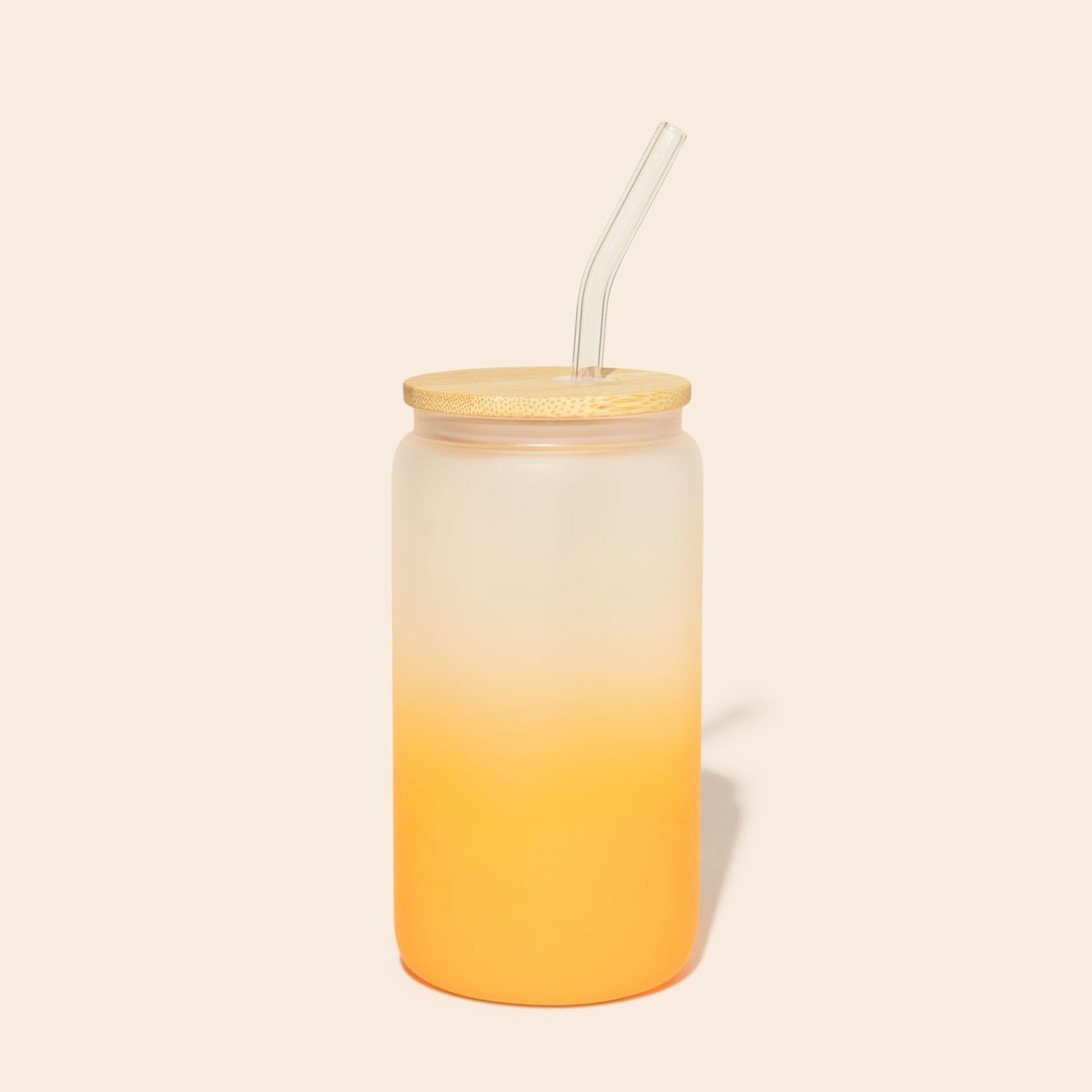 Glass Can Tumbler with Glass Straw - Bamboo Switch