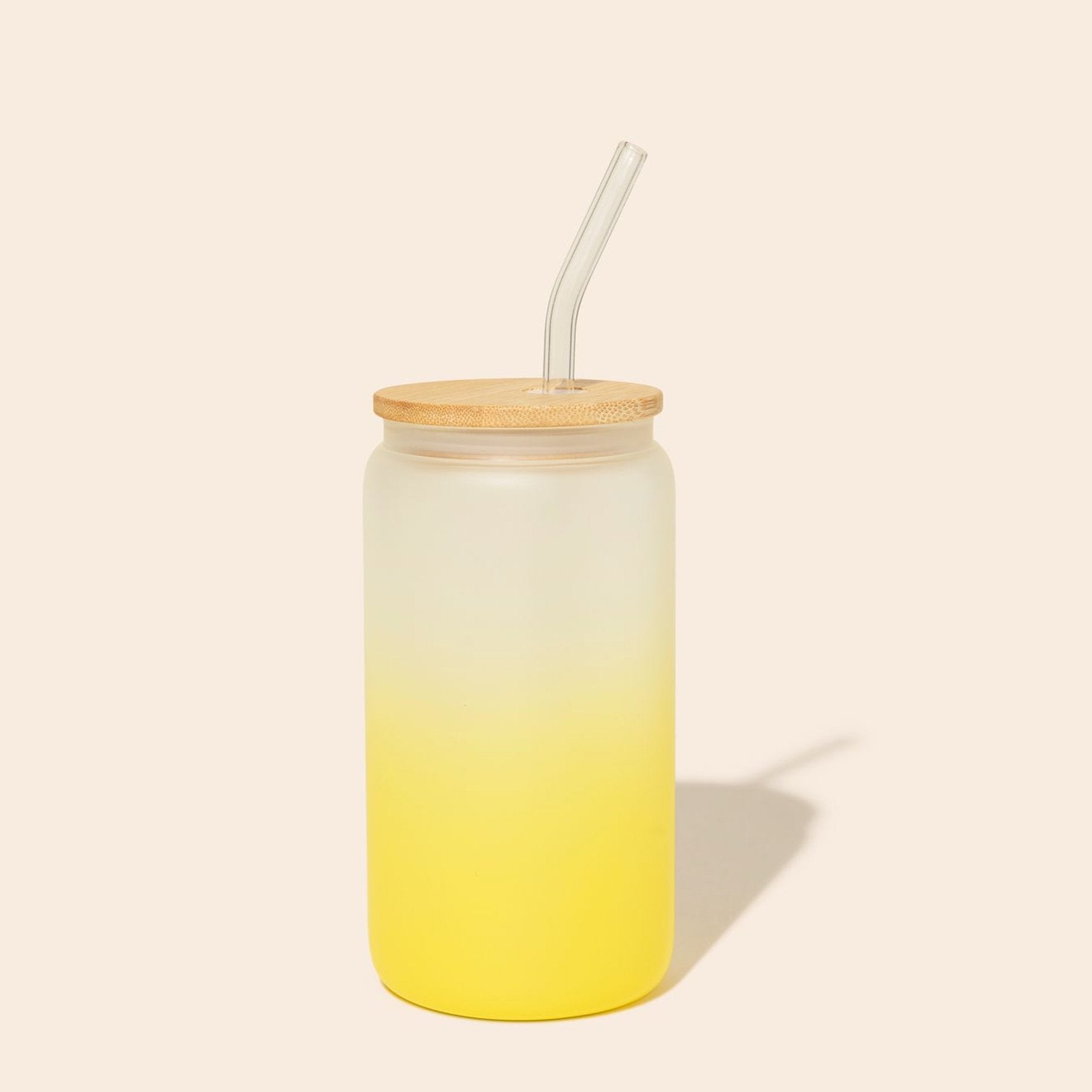 Glass Can Tumbler with Glass Straw - Bamboo Switch