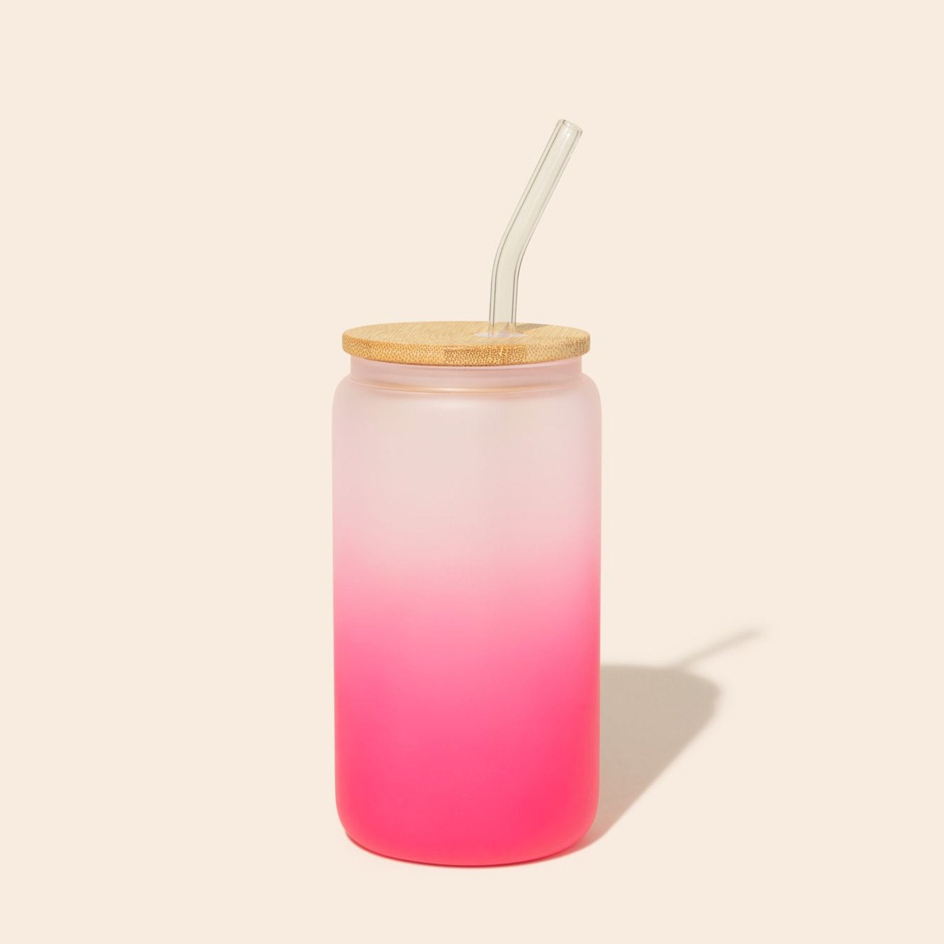 Glass Can Tumbler with Glass Straw - Bamboo Switch