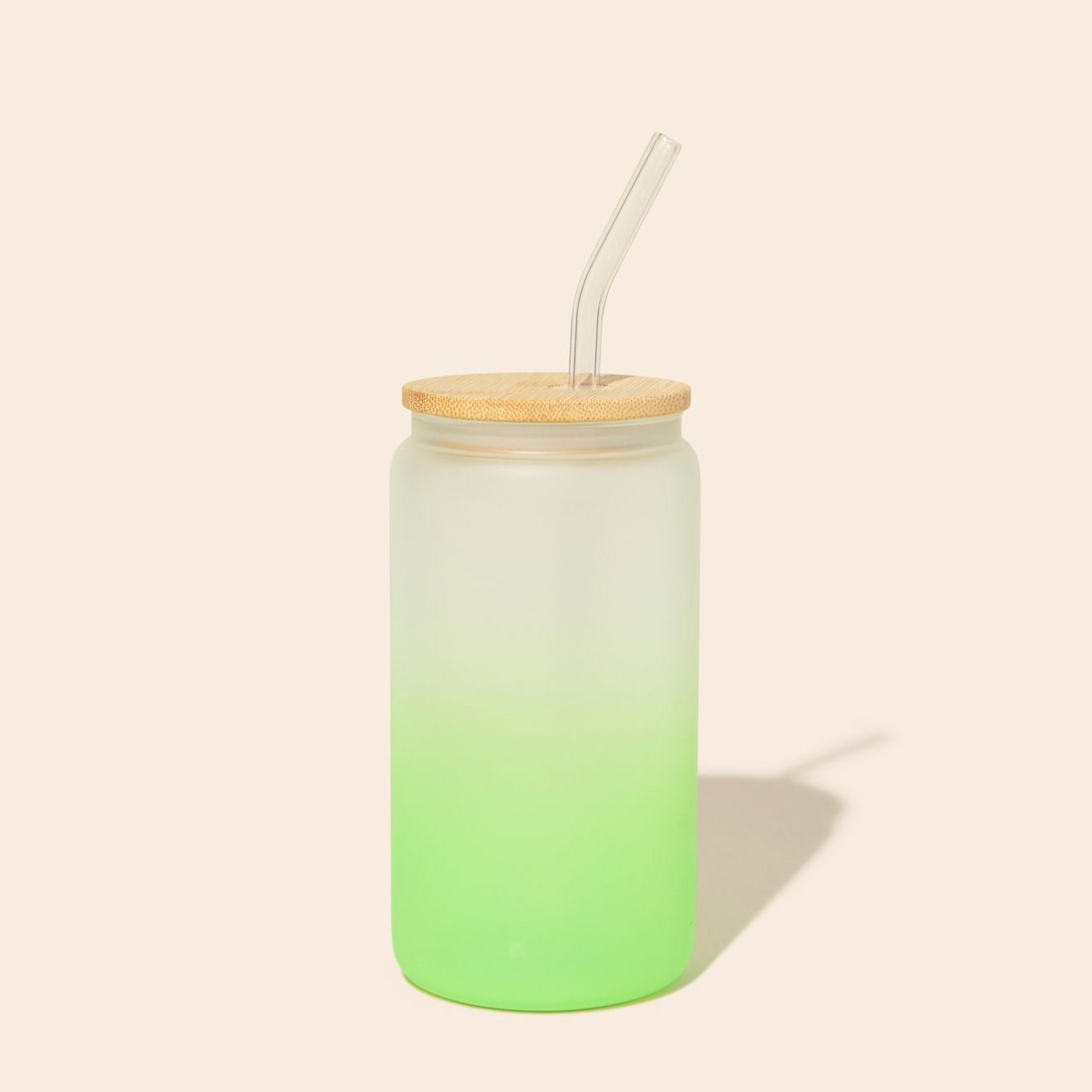 Glass Can Tumbler with Glass Straw - Bamboo Switch