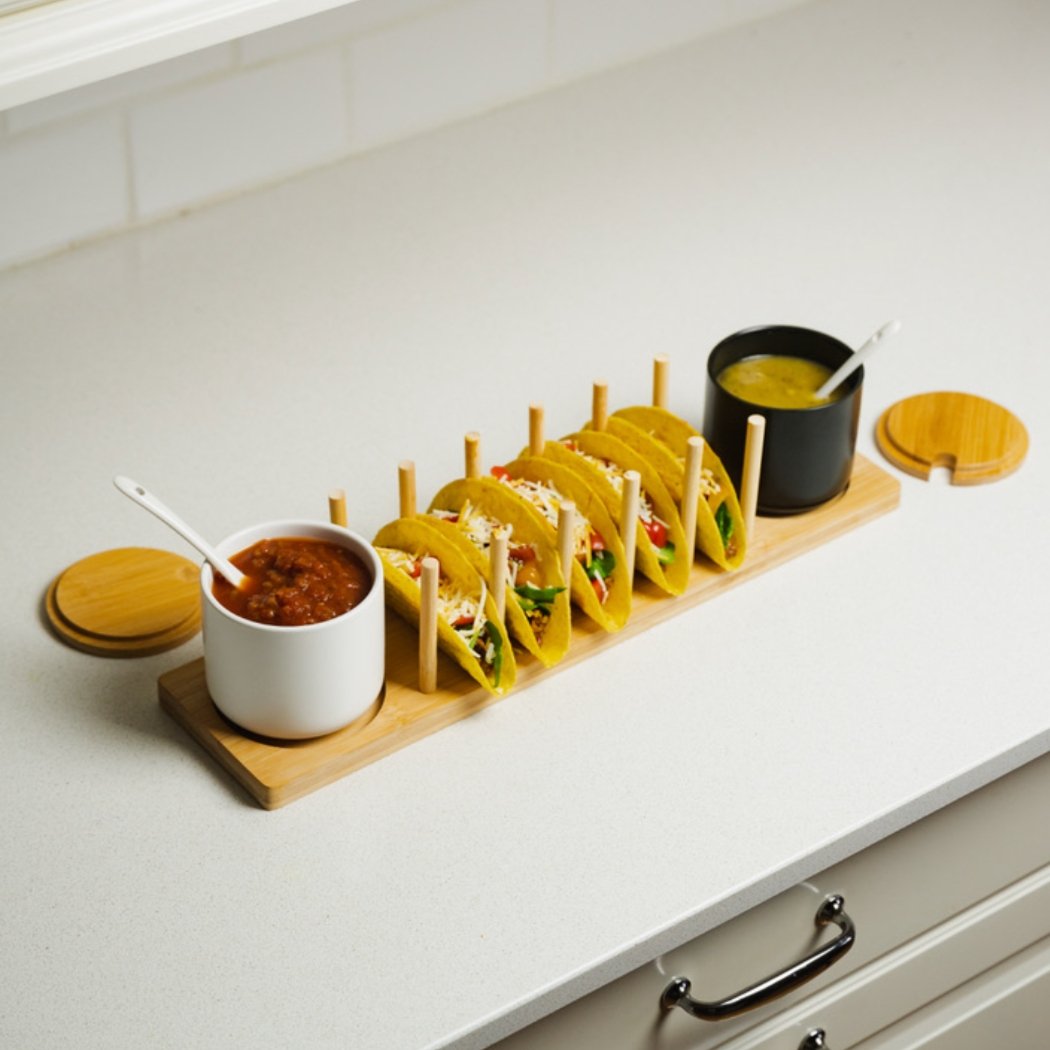 Taco Holder Set for 5 Tacos - Bamboo Switch