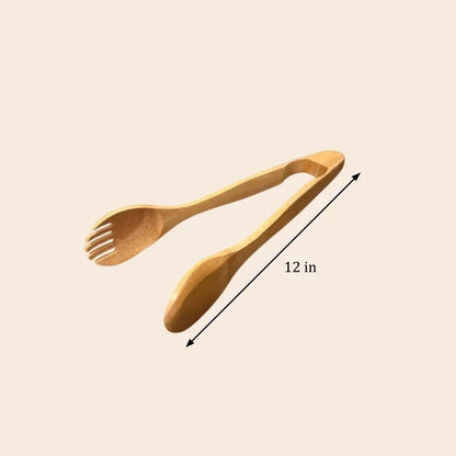 12" Bamboo Salad Tongs - Bamboo Switch