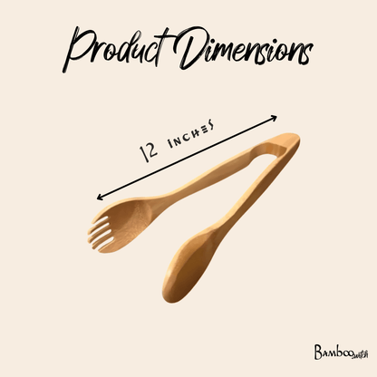 12" Bamboo Salad Tongs - Bamboo Switch