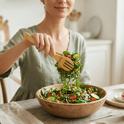 12" Bamboo Salad Tongs - Bamboo Switch