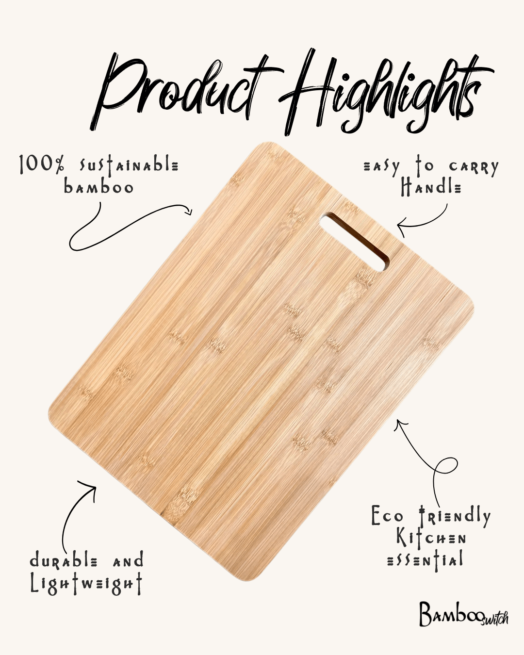 16" Bamboo Cutting Board with Handle - Bamboo Switch