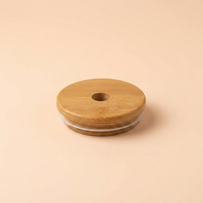 Bamboo Mason Jar Lid | Straw Hole