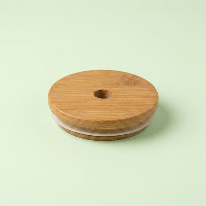 Bamboo Mason Jar Lid | Straw Hole