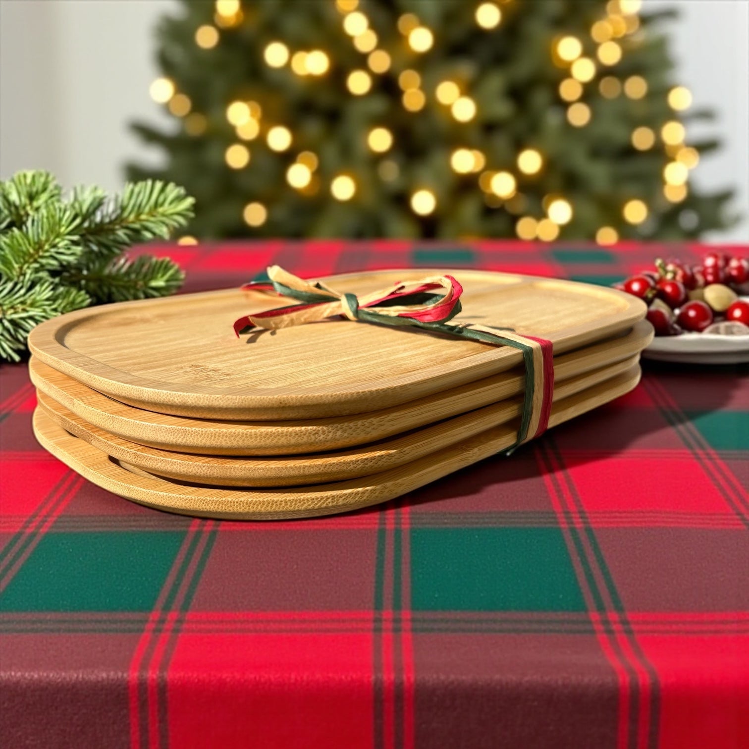 4 Piece Bamboo Compartment Dining Plate - Bamboo Switch