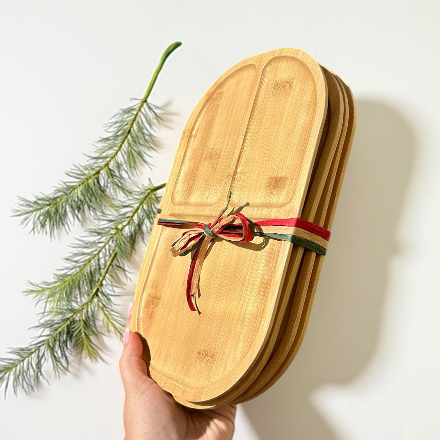 4 Piece Bamboo Compartment Dining Plate - Bamboo Switch