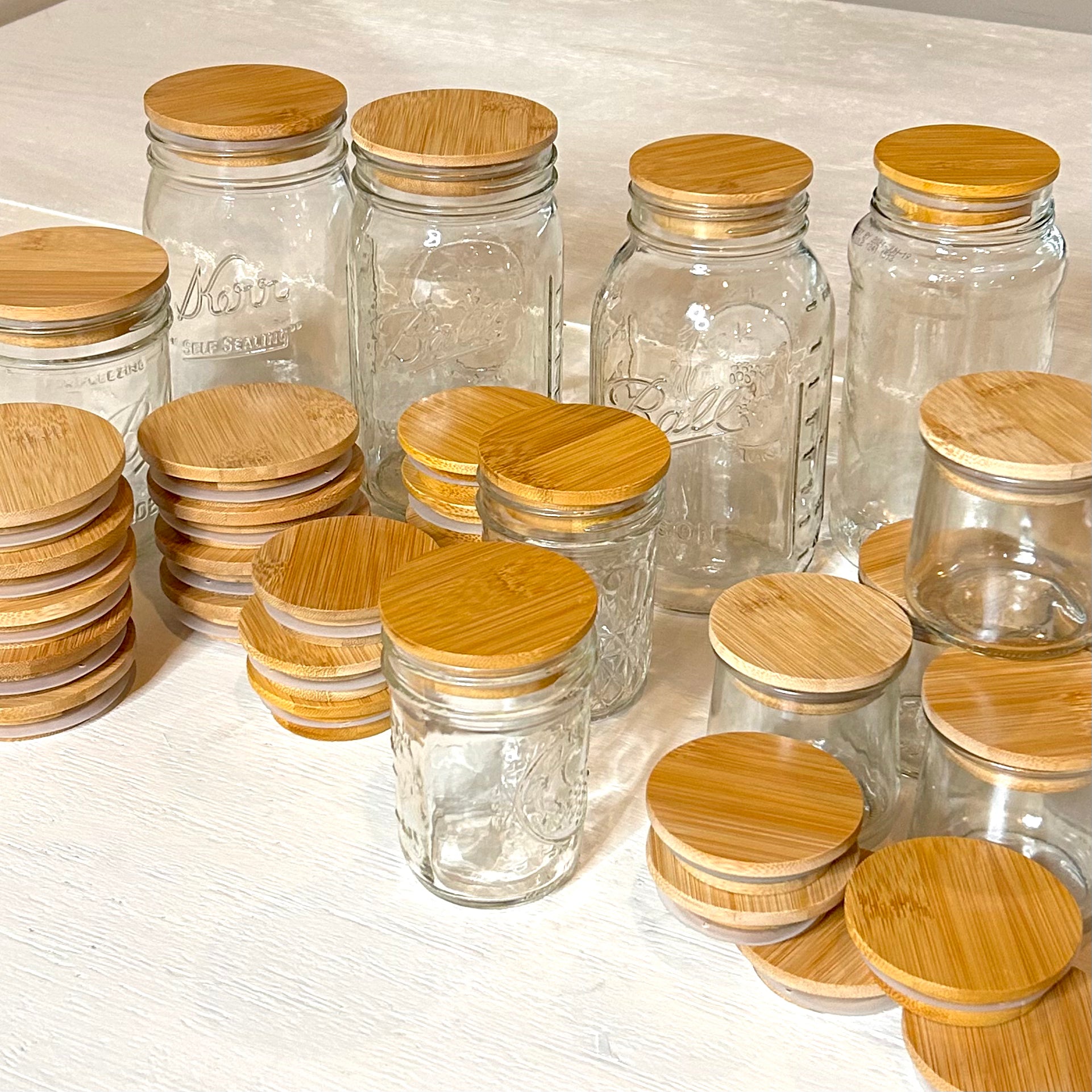 Bamboo Storage Lids for Mason Jars (solid) – Onekea Bros. General
