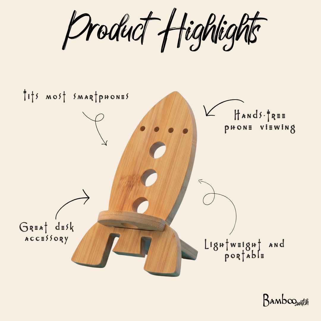 Bamboo Phone Stand Rocket Ship | Bamboo Switch