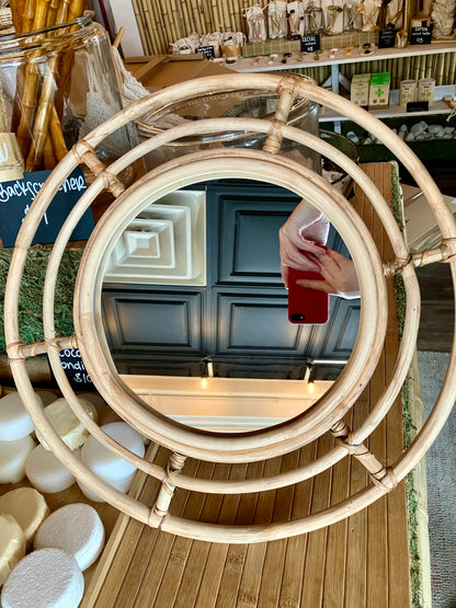Round Bamboo Wall Mirror
