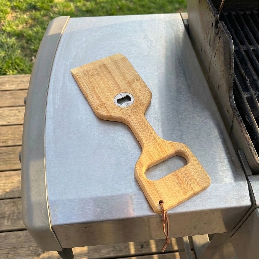 Bamboo 3 - in - 1 Grill Scraper, Spatula & Bottle Opener - Bamboo Switch