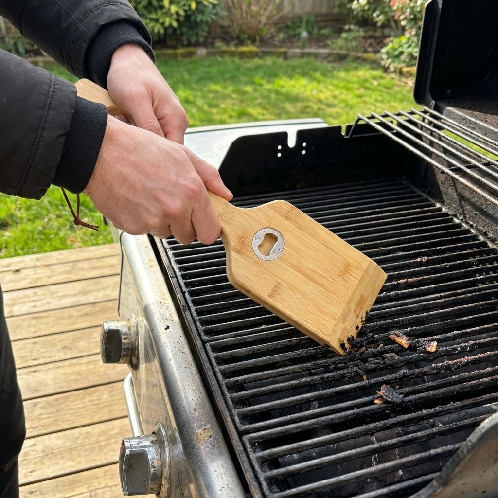 Bamboo 3 - in - 1 Grill Scraper, Spatula & Bottle Opener - Bamboo Switch