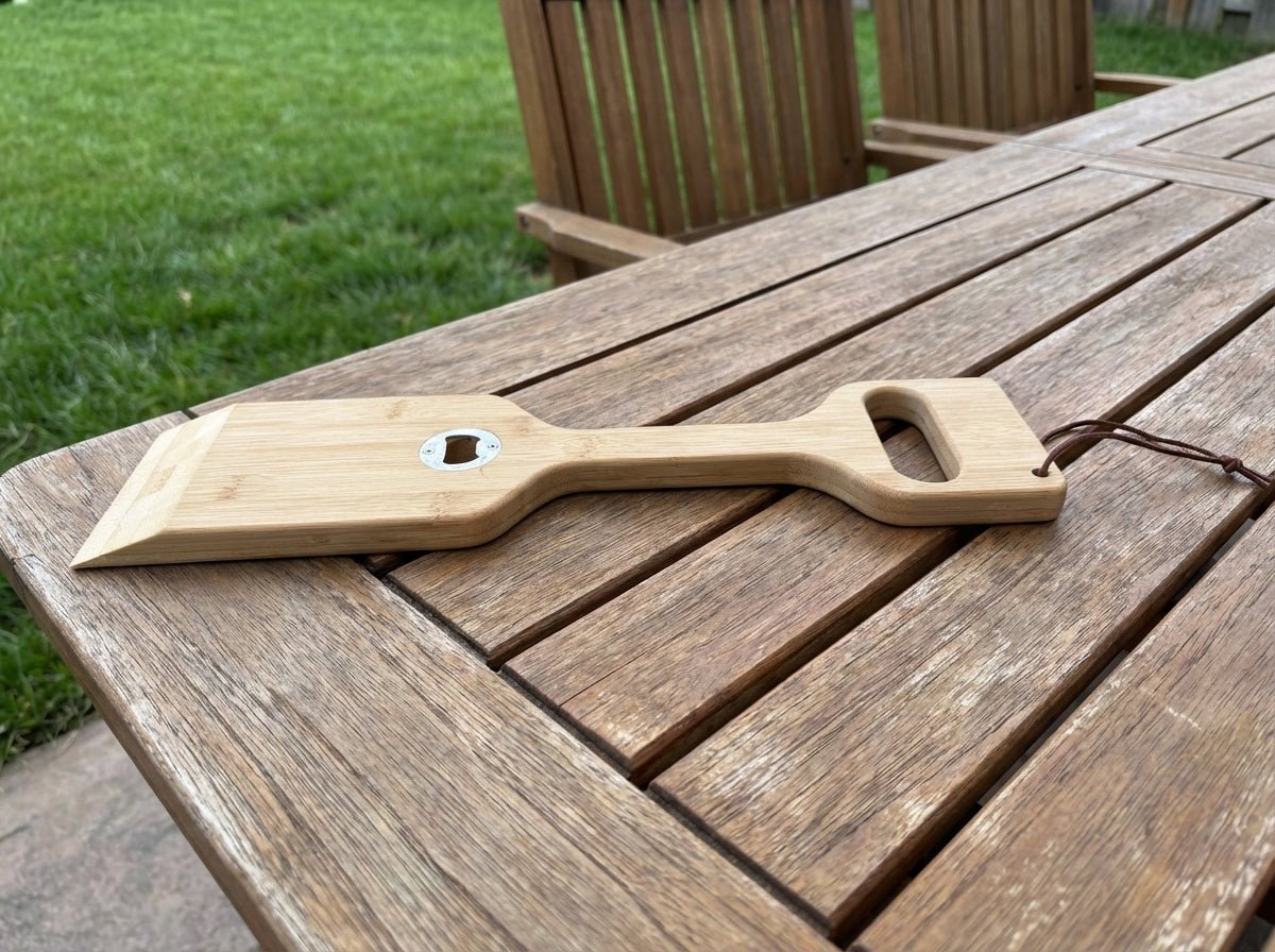Bamboo 3 - in - 1 Grill Scraper, Spatula & Bottle Opener - Bamboo Switch