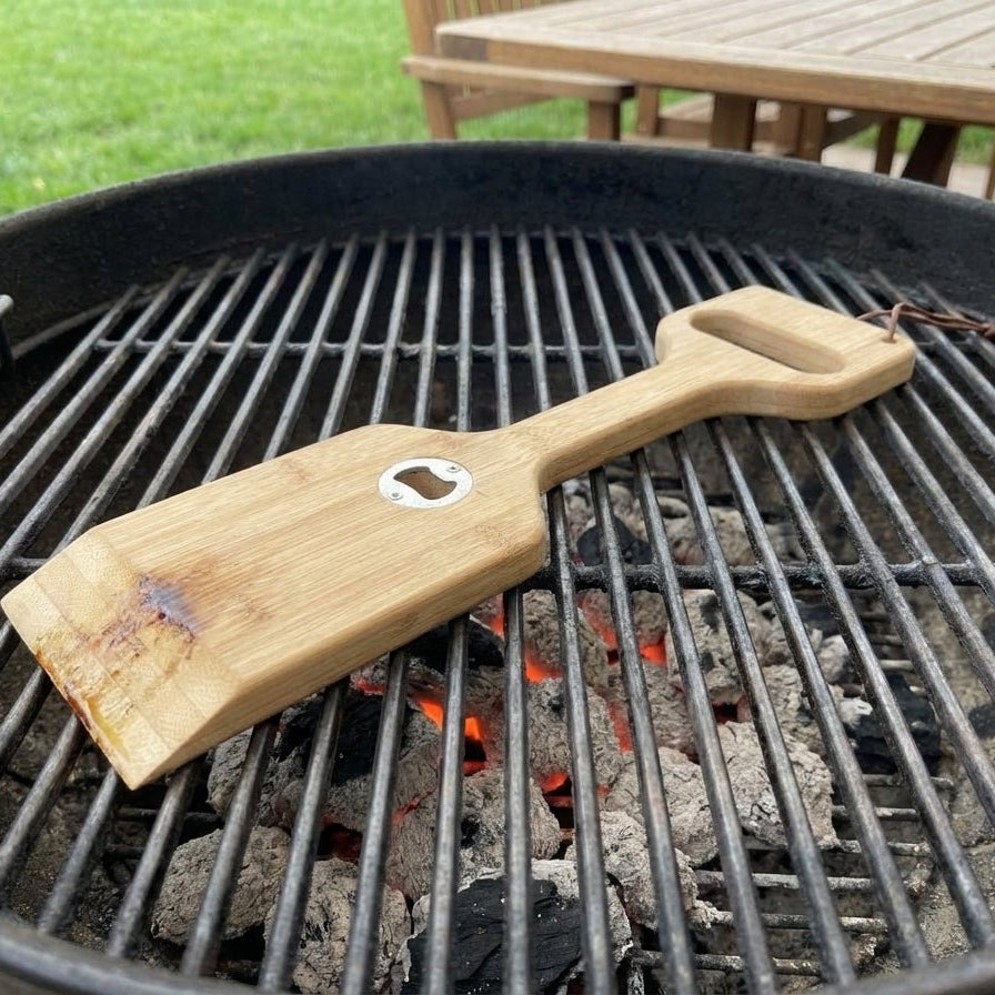 Bamboo 3 - in - 1 Grill Scraper, Spatula & Bottle Opener - Bamboo Switch