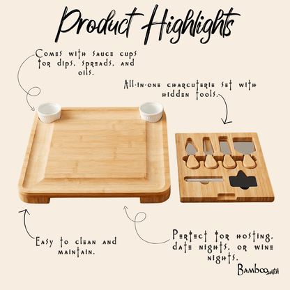 Bamboo Charcuterie Board Set with Cheese Tools - Bamboo Switch