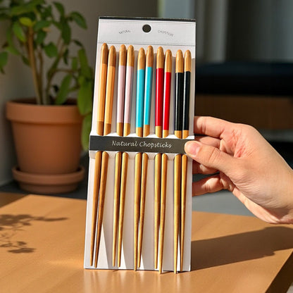 Bamboo Chopsticks Colorful Set of 5 - Bamboo Switch