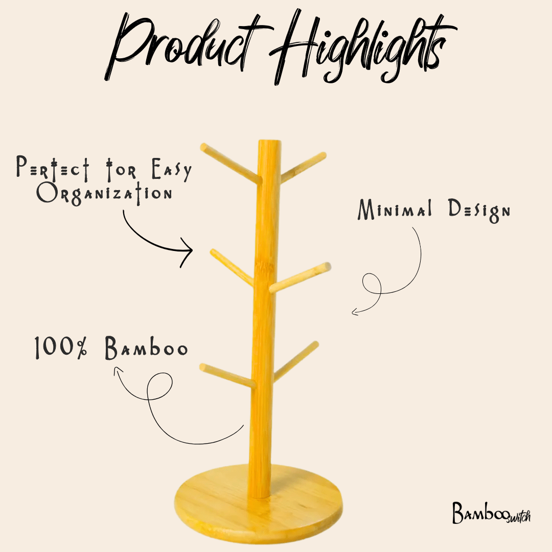 Bamboo Coffee Cup Tree Holder - Bamboo Switch