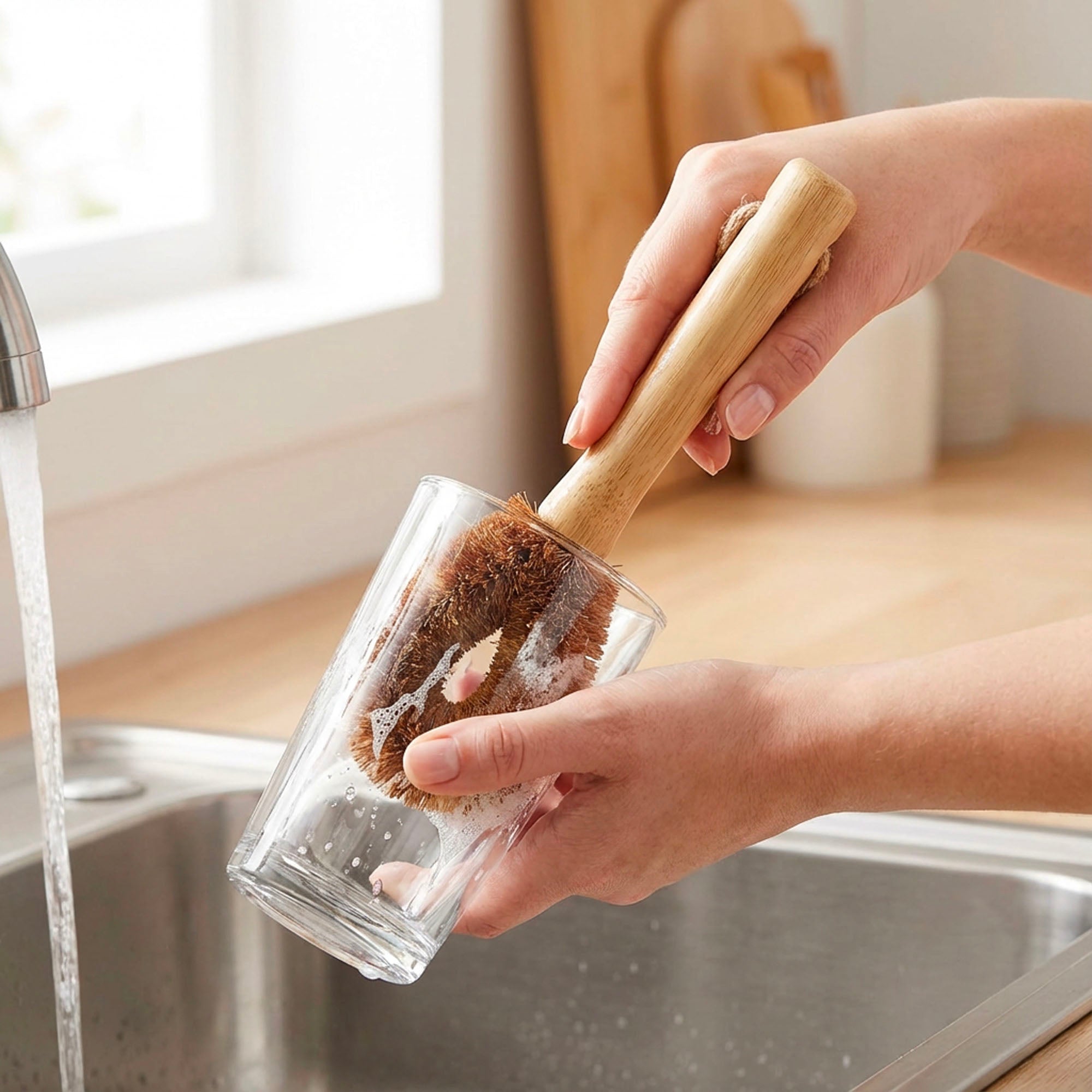 Bamboo Drink Ware Bottle Cleaning Brush | Rounded - Bamboo Switch