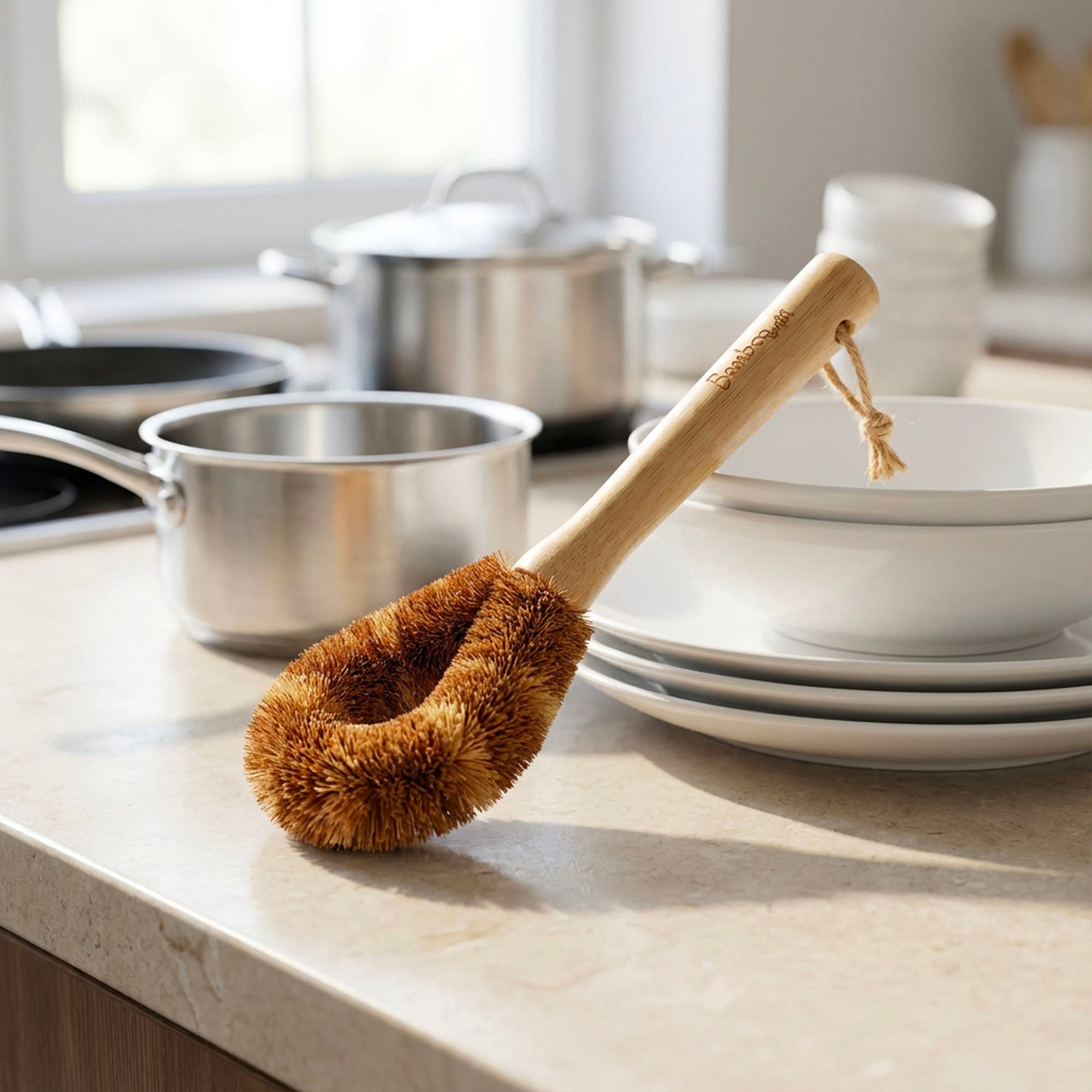 Bamboo Drink Ware Bottle Cleaning Brush | Rounded - Bamboo Switch