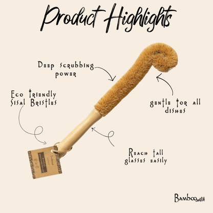 Bamboo Drinkware Cleaning Brush XL | Straight - Bamboo Switch