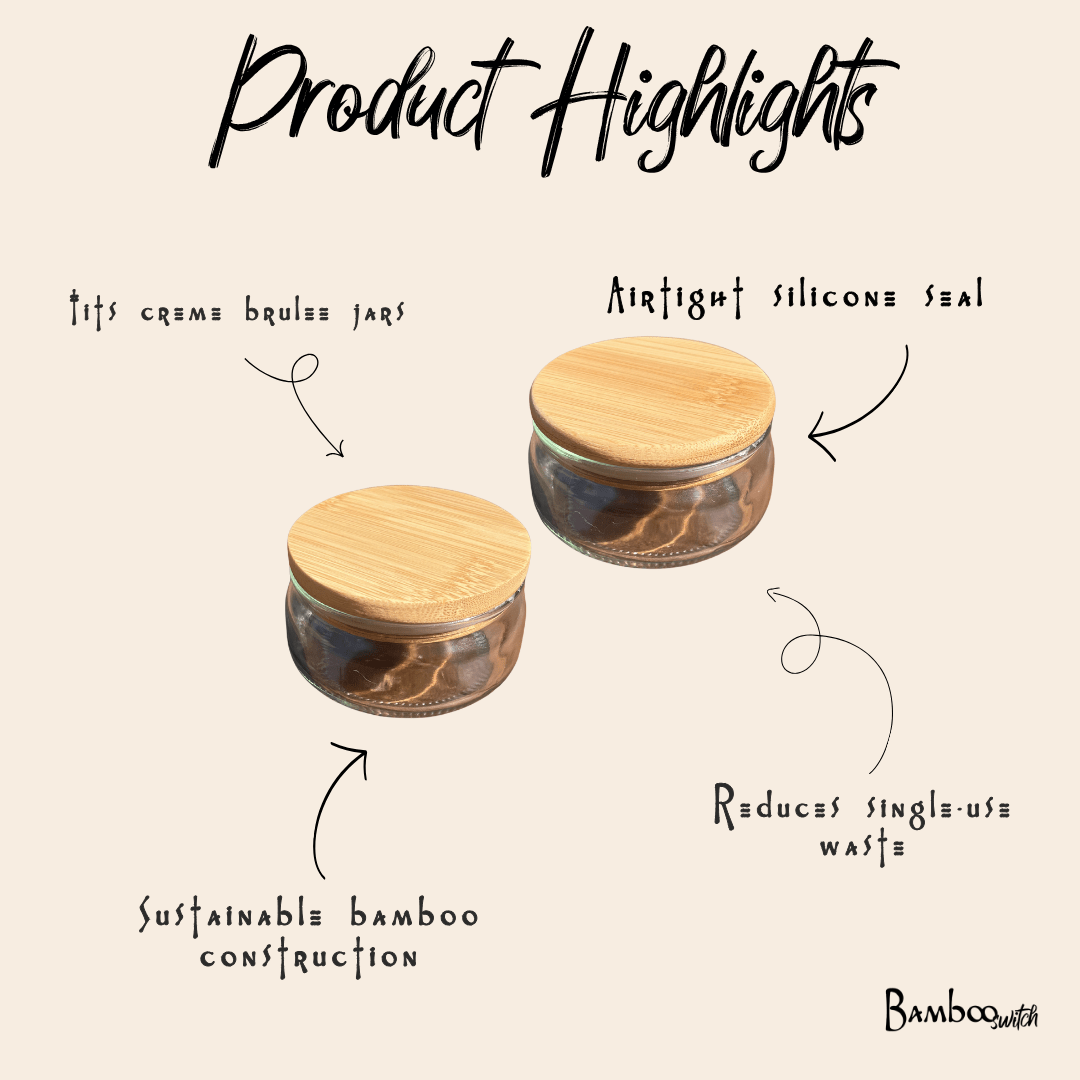 Bamboo Glass Jar Lid | Fits Specially Selected Creme Brulee Dessert - Bamboo Switch
