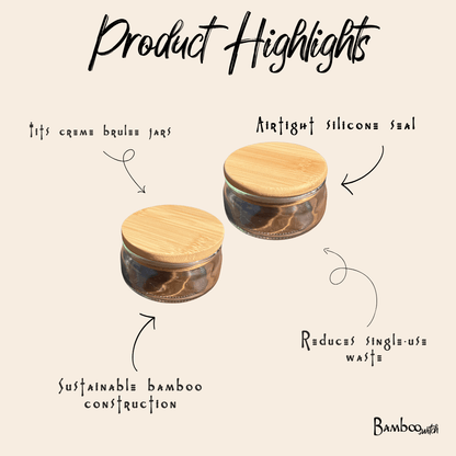 Bamboo Glass Jar Lid | Fits Specially Selected Creme Brulee Dessert - Bamboo Switch