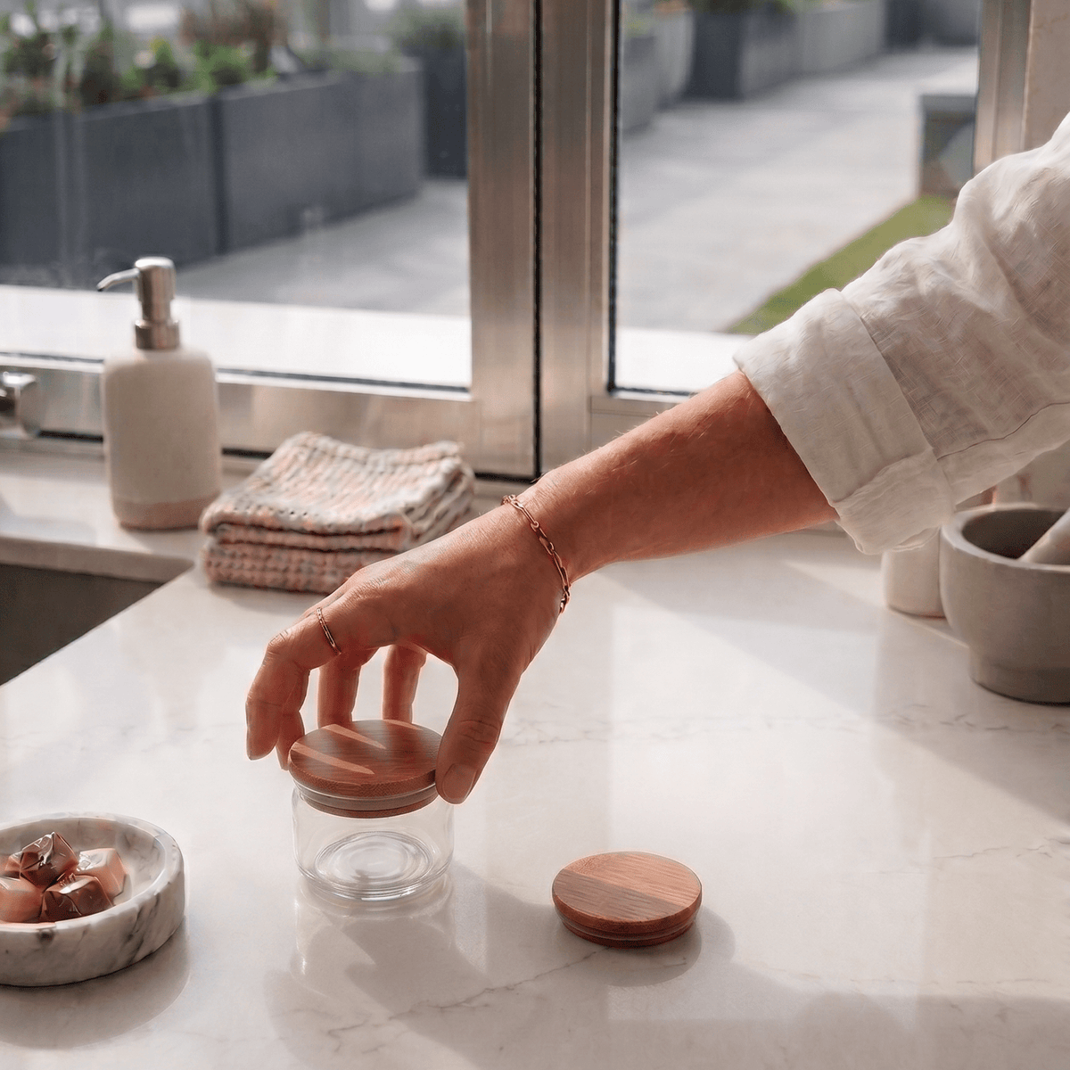 Bamboo Glass Jar Lid | Fits Specially Selected Creme Brulee Dessert - Bamboo Switch