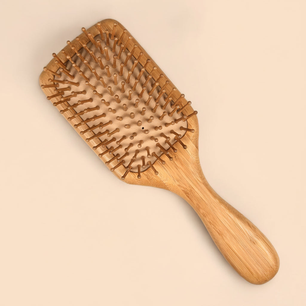 Bamboo Paddle Hairbrush with comfortable handle