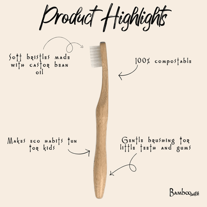 Bamboo Kids Toothbrush | Compostable Bristle - Bamboo Switch