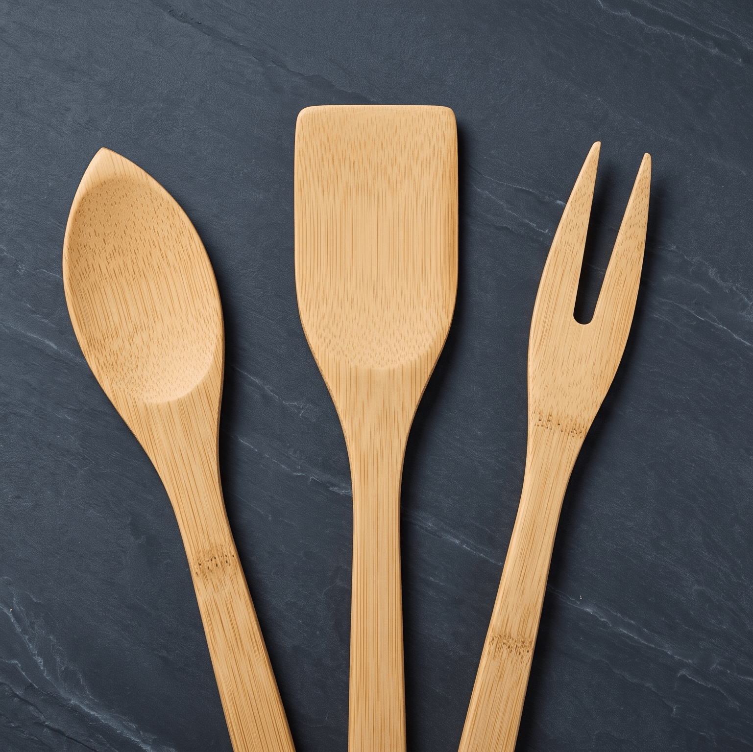 3 piece utensil set laid out against a contrasting background | Bamboo Switch