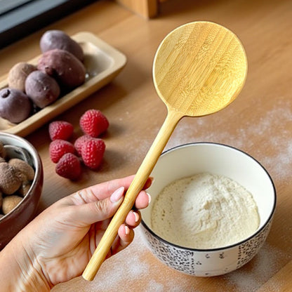 Bamboo Long Handle Round Spoon - Bamboo Switch