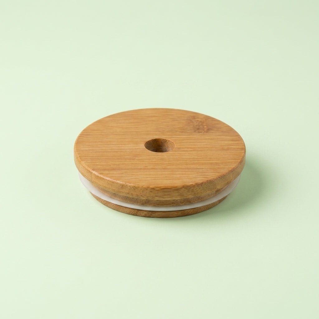 Bamboo Mason Jar Lid | Straw Hole - Bamboo Switch